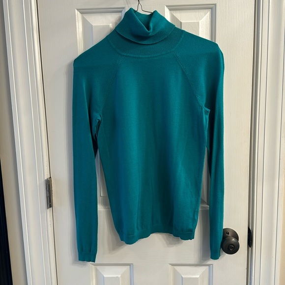 Talbots Teal Fine knit Turtleneck Sweater XS - Picture 1 of 8